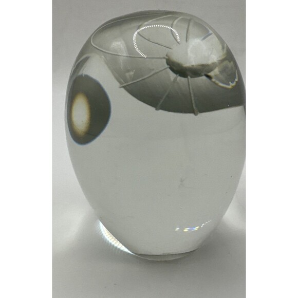 OWL PAPERWEIGHT CLEAR GLASS Cut ETCHED FACE VINTAGE GLASS - Picture 5 of 6